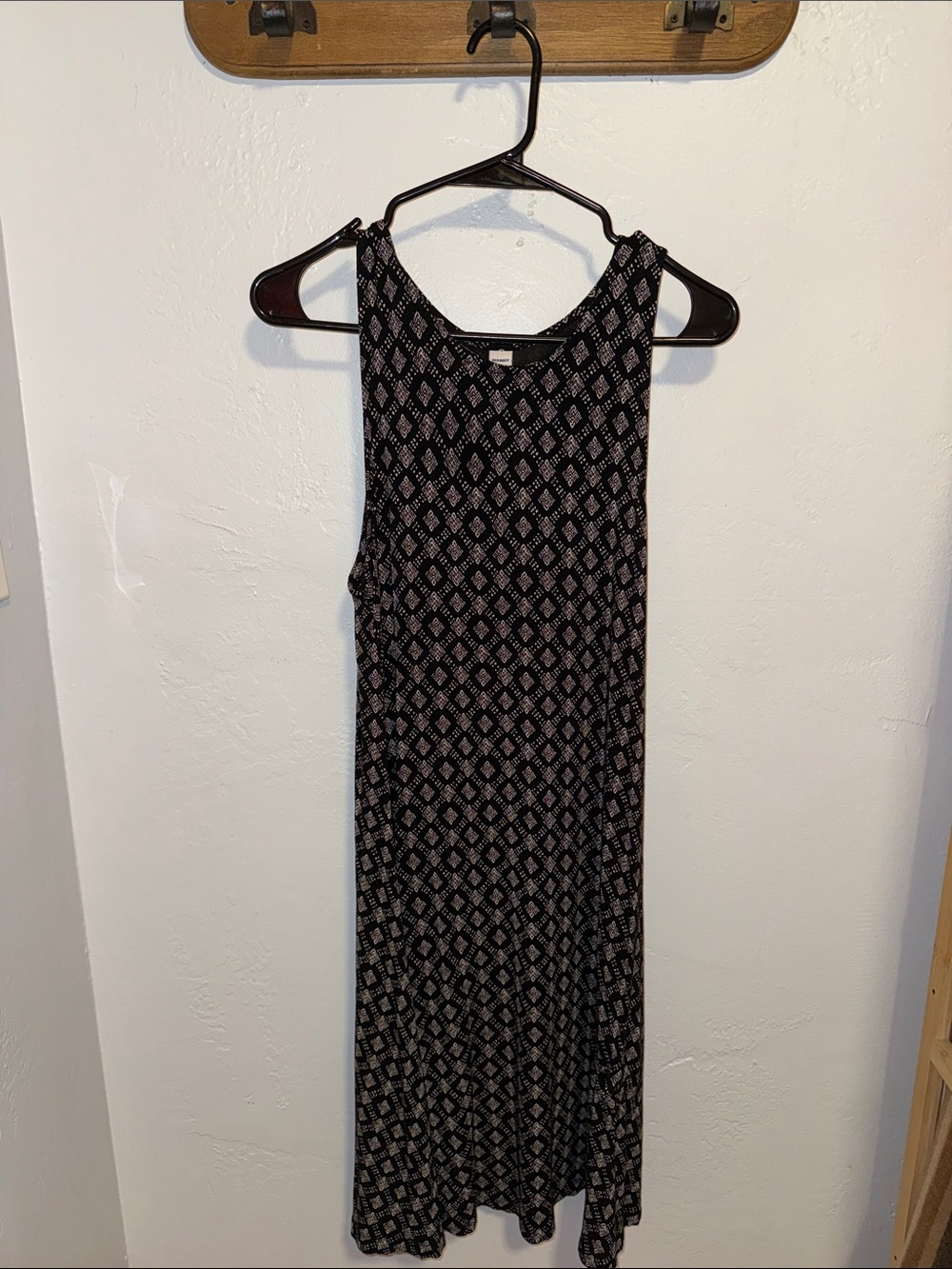 Old Navy Black Dress with Pink Diamond Print Midi
